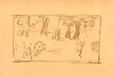 William Merritt Chase, Woodland Scene II, pencil on paper, matted and framed