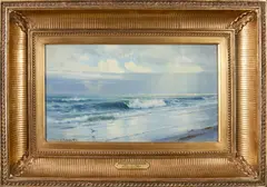 William Trost Richards, Seascape, oil on canvas mounted to board