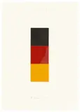 Schwarz Rot Gold I by Gerhard Richter, 1998, Collage aus drei mit Ölfarbe bemalten Quadraten aus Halbkarton, auf Karton montiert, sold Jul 2020