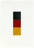 Schwarz Rot Gold I by Gerhard Richter, 1998, Collage aus drei mit Ölfarbe bemalten Quadraten aus Halbkarton, auf Karton montiert, sold Nov 2019