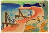 Buhnen am Jershöfter Strand by Karl Schmidt-Rottluff, 1921, Aquarell über Tuschfeder auf leichtem Karton (Postkarte), sold May 2019