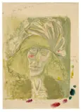 Otto Dix, Leonie, 1923, Druckfarbproben und Bleistift über Farblithographie auf Papier