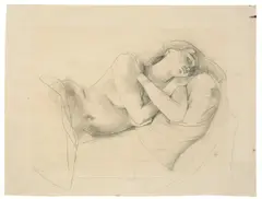 Karl Hofer, Liegender weiblicher Halbakt, Um 1930, Bleistift auf Papier