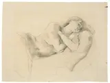 Karl Hofer, Liegender weiblicher Halbakt, Um 1930, Bleistift auf Papier