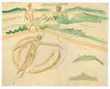 Badende am Fehmarnstrand by Ernst Ludwig Kirchner, 1913, Aquarell und Bleistift auf Papier, sold Jun 2010