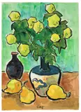 Schneeballzweig – grüner Grund by Karl Schmidt-Rottluff, 1958, Aquarell und Tuschpinsel auf Velin, sold Jun 2009
