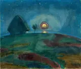 Walter Gramatté, Mondaufgang auf Hiddensoe, 1922, Öl auf Leinwand