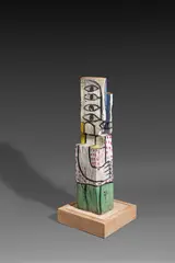 Vier Augen für Urs by Horst Antes, Um 1964, Dispersion auf Holz, zweiteilig, und Türangel, sold Jun 2025