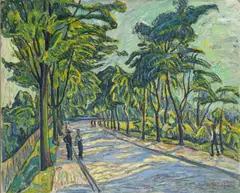 Landschaft mit Spaziergängern. Wohl 1910er-Jahre by Theo von Brockhusen, Öl auf Leinwand, sold Nov 2024