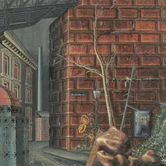 Volker Böhringer, Eisenbahnbrücke, Um 1933, Tempera auf Papier
