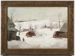 Blatiny by Karel Jan Sigmund, First half of 20th century, oil on plywood, sold Mar 2026