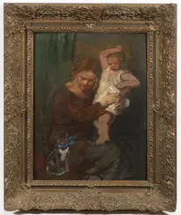 Jaroslav Malínský, Mother with Child, 1935, oil on cardboard