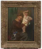 Jaroslav Malínský, Mother with Child, 1935, oil on cardboard