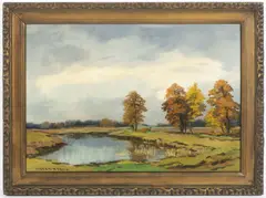 Otakar Hůrka, By the Pond, First half of 20th century, oil on cardboard