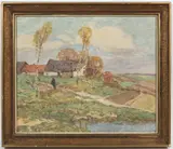 Josef Ullmann, Path Near a Pond, 1920s, oil on cardboard