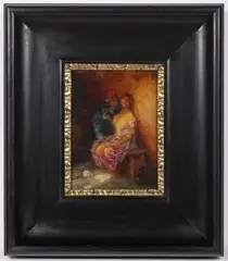 Carl Duxa, Intimate Scene, Late 19th/early 20th century, oil on wood