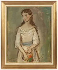 Rudolf Kundera, Girl with a Basket, 1940s, oil on cardboard