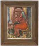 Sergej Alexandrovič Mako, Woman by the Window, 1930s, oil on canvas on hardboard