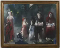 František Jiroudek, Parisian Beggars, 1980s, oil on canvas, sand