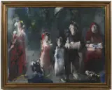 František Jiroudek, Parisian Beggars, 1980s, oil on canvas, sand