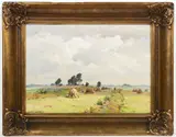 František Daněk-Sedláček, Landscape in Harvest, 1960s, oil on cardboard