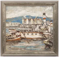 František Max, Steamboats on Vltava, First half of 20th century, oil on canvas