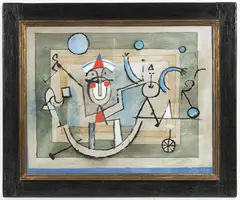 Jan Brychta, Clown, 1971, mixed media, paper