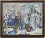 Dagmar Čížková, Window Display of a Flower Shop, 1940, oil on canvas