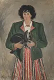 Vladimír Pecháček, Woman with a Rabbit, 1940, oil on plywood