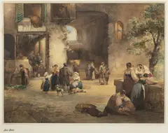 Karel Frans Philippeau, Roman Scene, Second half of 19th century, watercolour, paper
