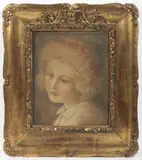 Jaroslav Honzík, Portrait of a Girl, 1928, mixed media, watercolour, cardboard