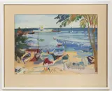 Ladislav Karoušek, Port in Nesebar, 1971, oil on cardboard