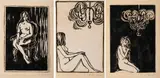 Helena Chvojková-Trnková, Series of 3 Drawings, 1970s, indian ink, paper
