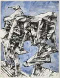 Zbyšek Sion, Two Heads, 1990, indian ink, watercolour, paper