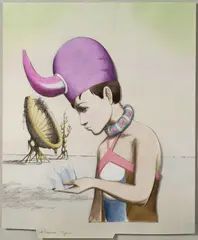Roland Topor, Savage Planet, 1970s, pen, watercolour, collage