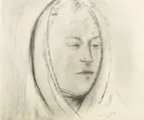 Ota Janeček, Portrait of a Woman in a Scarf, 1956, charcoal, paper