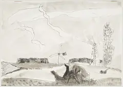 Karel Valter, Landscape Outside the City, 1986, indian ink, paper