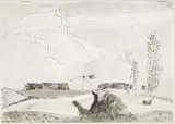 Karel Valter, Landscape Outside the City, 1986, indian ink, paper