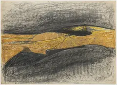 Karel Valter, Field, 1965, pencil, pastel, paper