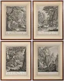 Johann Elias Ridinger, Series of Four Prints, Around 1740, etching, copper engraving, paper