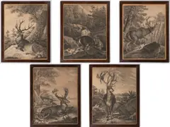 Hermann Menzler, Series of Five Prints, 1863-65, lithography, paper