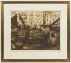 Tavík František Šimon, Melon Market in Venice, 1909, etching, paper