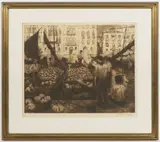 Tavík František Šimon, Melon Market in Venice, 1909, etching, paper
