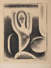 Josef Čapek, Toilet, 1918, lithography, paper