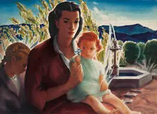 Loren Barton, In the Garden, c. 1940-45, Watercolor on paper
