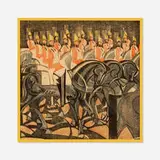 William Greengrass, King's Horses, 1931, linocut in colors