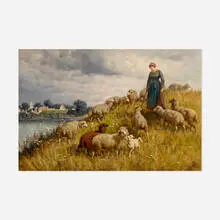 William Baird, Untitled (Woman and Sheep), oil on canvas