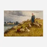William Baird, Untitled (Woman and Sheep), oil on canvas