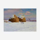 George Wainwright Harvey, Haystacks in the Snow, oil on canvas