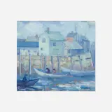 Abram Molarsky, Fish Houses, oil on board